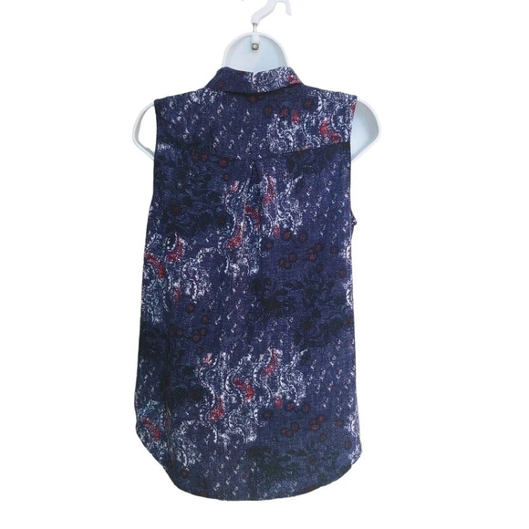 Le Grenier Button Down Blouse Blue Ted White  M - Picture 6 of 9